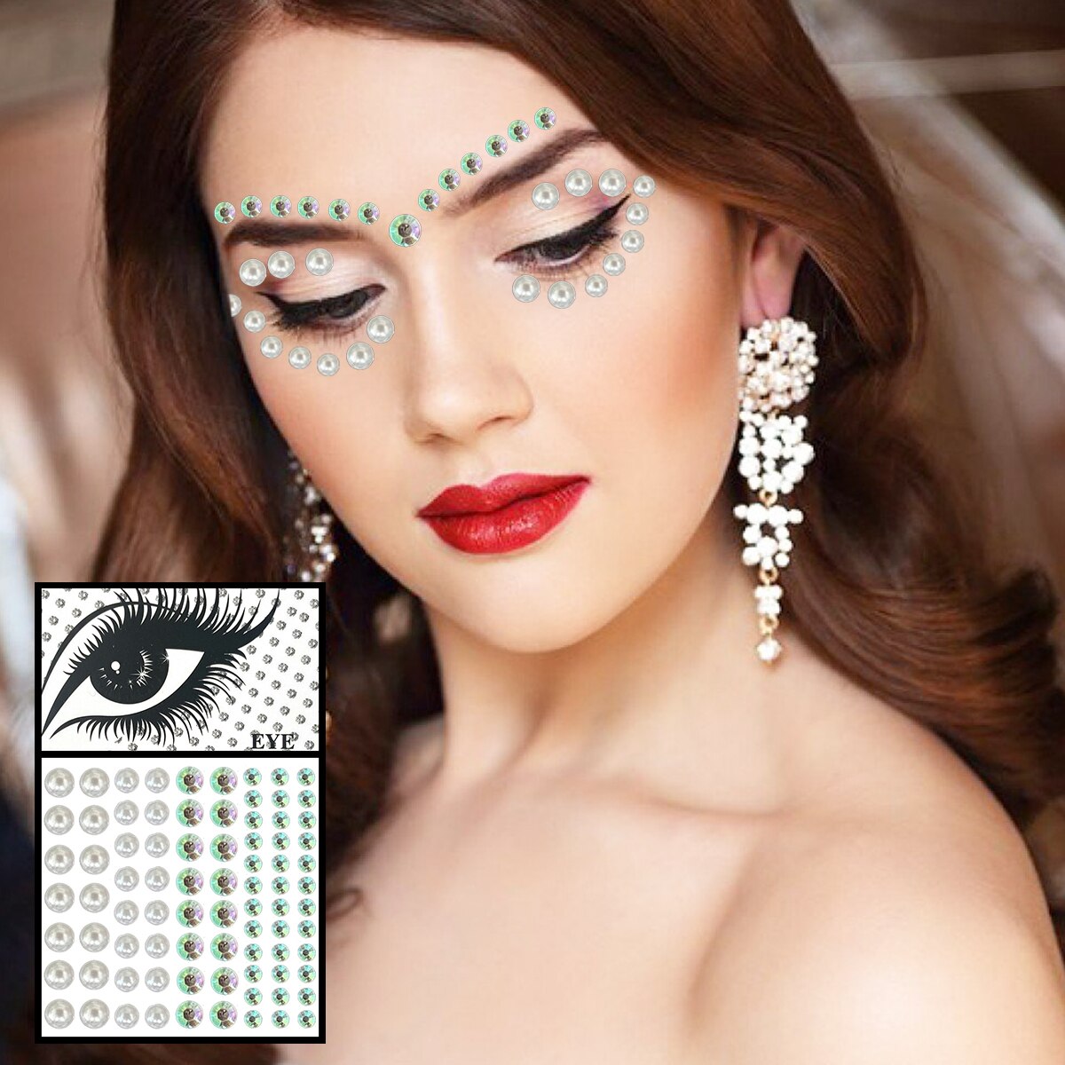 Star Face Gems Temporary Tattoos Eye Eyeliner Tears Crystals Jewels Makeup Sticker Flash Pearl Bindi Dots Jewelry Halloween Rave