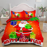 Christmas Day Queen Duvet Cover Set Father Christmas Snowman Pattern King Size Bedding Set New Year Decor Bed Sets Decorative