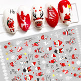 Merry Christmas Nail Art Sticker 3D Sliders Deer Santa Claus Decals New Year Nails Decorations Stickers For Manicure Accessories