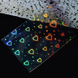 Dynamic Laser Heart Nail Art Sticker Aurora Shiny Gradient Love Star Pattern Glass Foil Film Adhesive Decals Nail Decoration 1PC