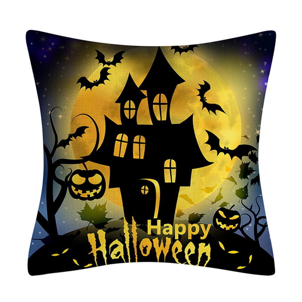 2022 New Linen Halloween Fall Cushion Cover 18Inch Trick or Treat Farmhouse Cat Witch Home Throw Pillow Covers for Couch Decor