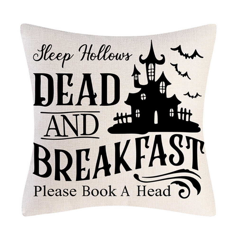 2022 New Linen Halloween Fall Cushion Cover 18Inch Trick or Treat Farmhouse Cat Witch Home Throw Pillow Covers for Couch Decor