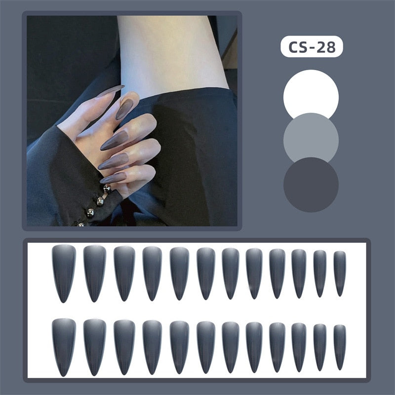24pcs/Box Artificial Detachable Coffin False Nails Wearable French Fake Nails Super Long Ballerina Press on Nail Art Tips