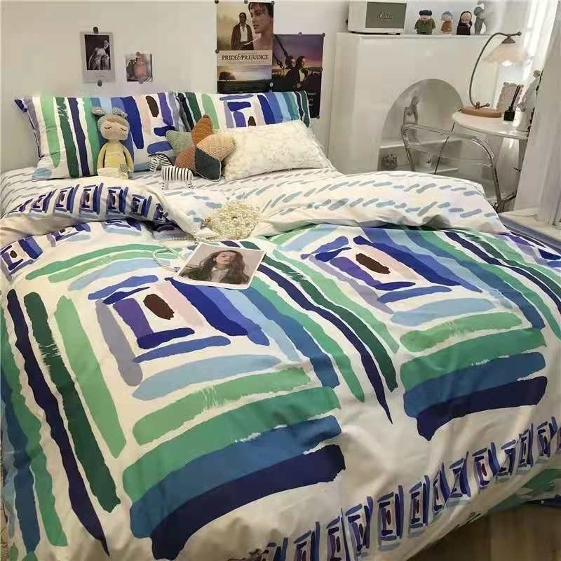 European Ins Floral Brushed Home Bedding Set Simple Soft Duvet Cover Set With Sheet Comforter Covers Pillowcases Bed Linen