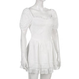 Elegant Ruffles Square Collar Dress