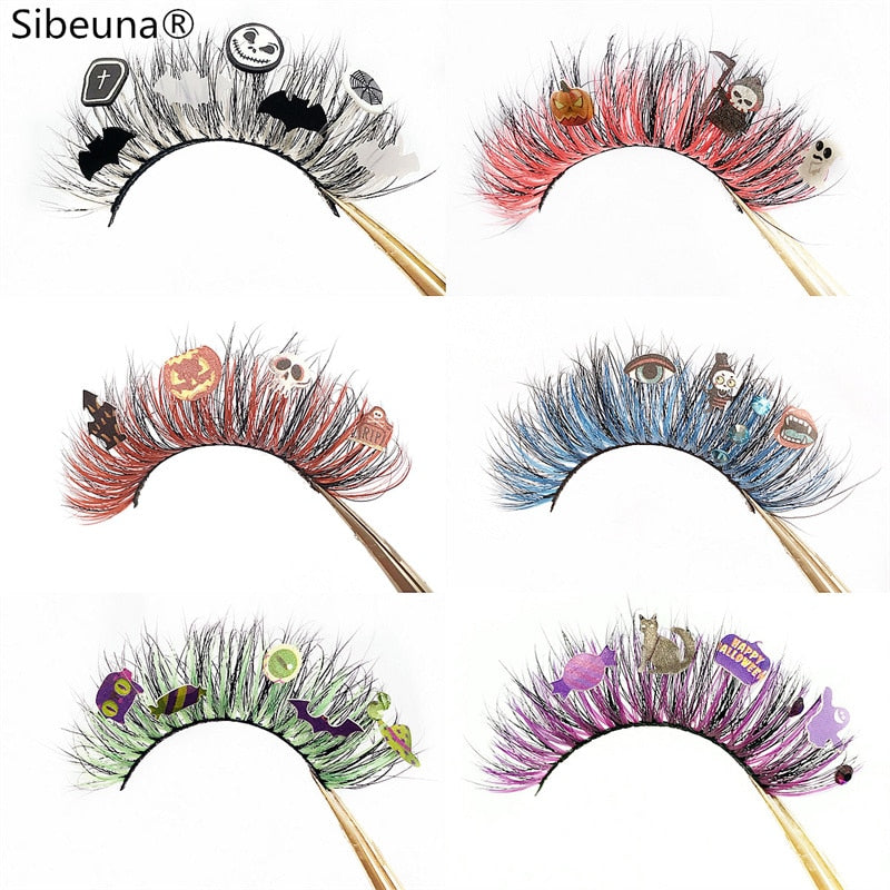 Oklulu  NEW Glitter Color Diamond 3D Artistic Curl Fake Eyelashe Reusable Volume Lashes Extension MakeUp Tool For Halloween DIY Party