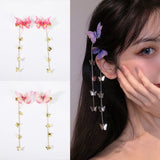 Molans New Korean Yarn Elegant Butterfly Hairpin Metal Tassel Long Hairgrips Net Red Party Hair Accessories Combo Hair Clip