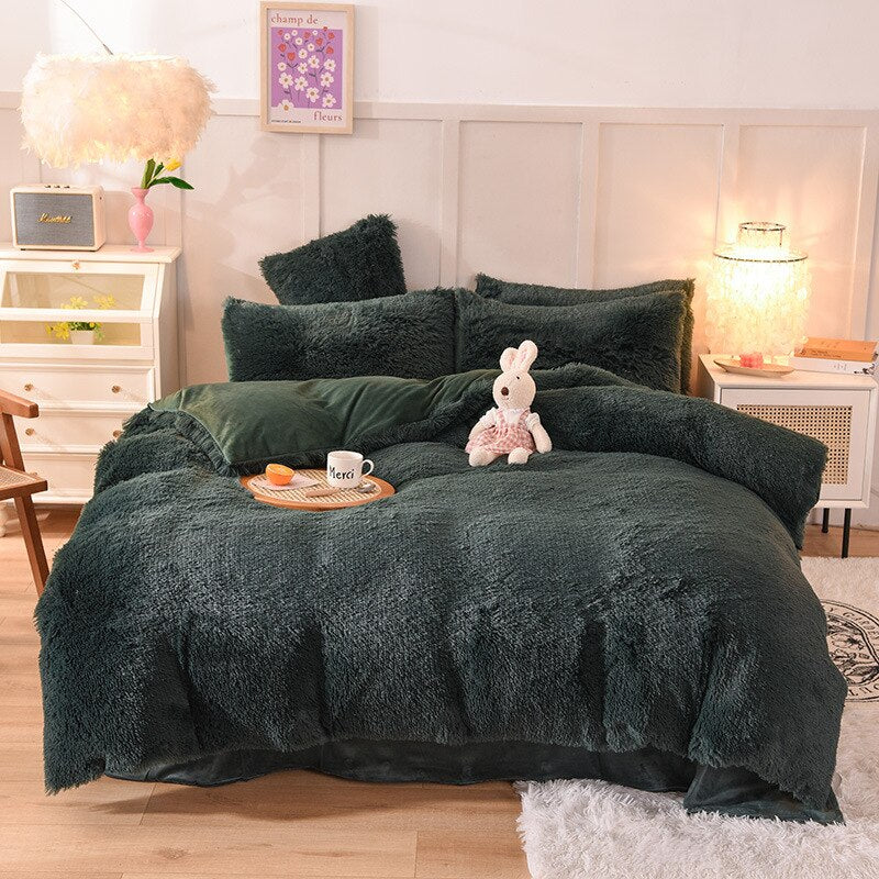 Nordic Winter Warm Bedding Set Luxury Thicken Mink Fleece Duvet Cover Bed Sheet and Pillowcases Quilt Cover Queen King Size Home