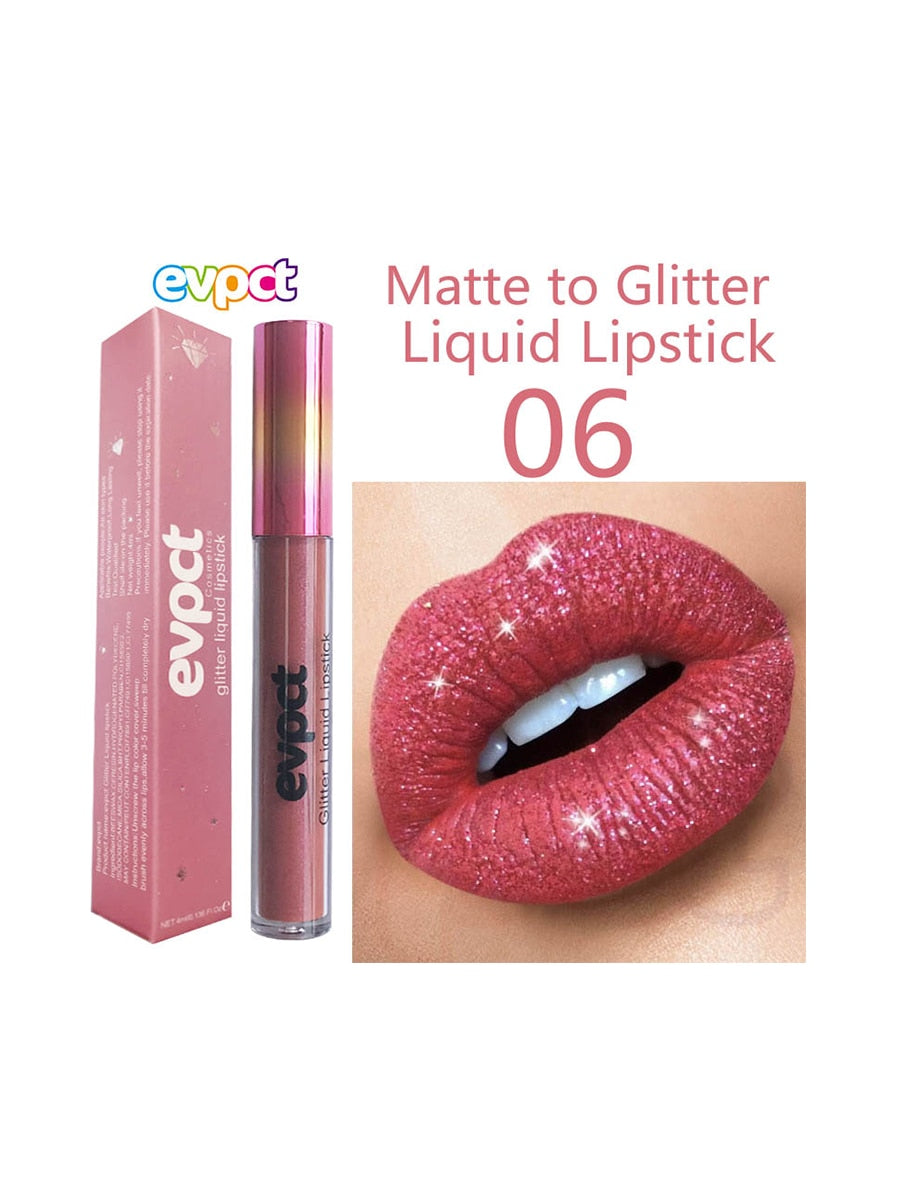 13 Colors Shiny Matte Liquid Lipstick Waterproof Long Lasting Non-stick Cup Glitter Diamond Pearl Lip Gloss Women Lip Makeup