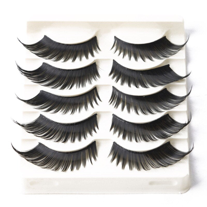 1 pair/5 pair pack Sexy 3D Artistic Curl Natural Butterfly Fake Eyelashe Reusable Women Volume Lashes Extension MakeUp Tool