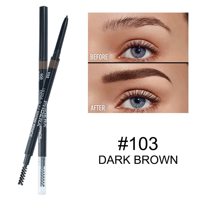 PHOERA 5 Color Natural Long Lasting Not Blooming Double Ended Eyebrow Pencil Waterproof Sweatproof No Fading Eyebrow Pen Makeup