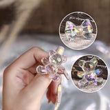 3PCS Super Big Bear,Bowtie Nail Ring Symphony Transparent Aurora Kawaii Bear Rings Can Adjust Size Photo Prop Nail Art Tool 35MM