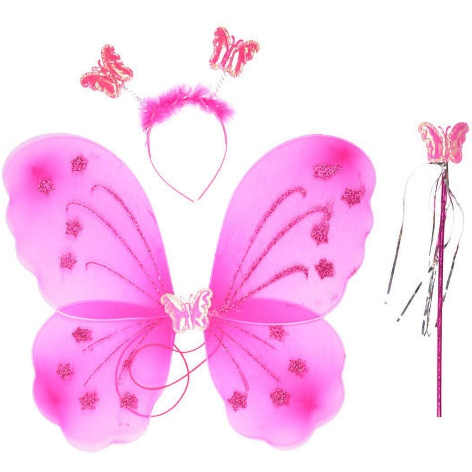 Children Party Accessories Princess Costume Kids Butterfly Wings Wand Headband Candy Color Photography Props Girl Birthday Gift