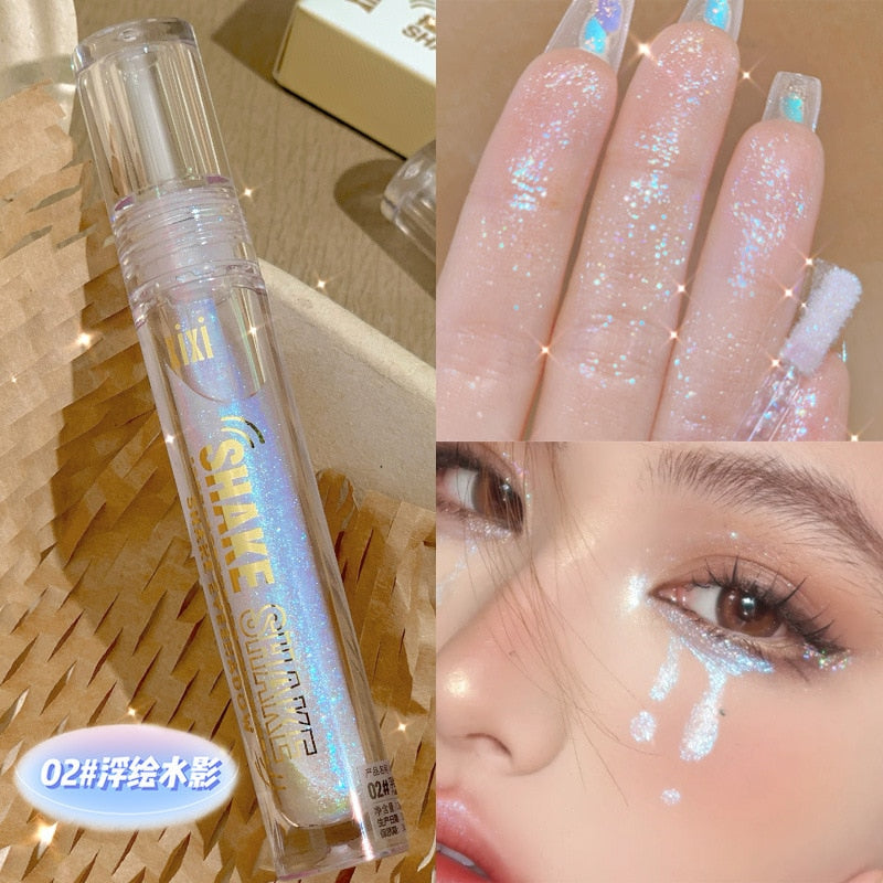 Water Light Diamond Glitter Liquid Highlighter Polarized Liquid Eyeshadow Bright Rose Blue Crystal Highgloss Palette Cosmetics