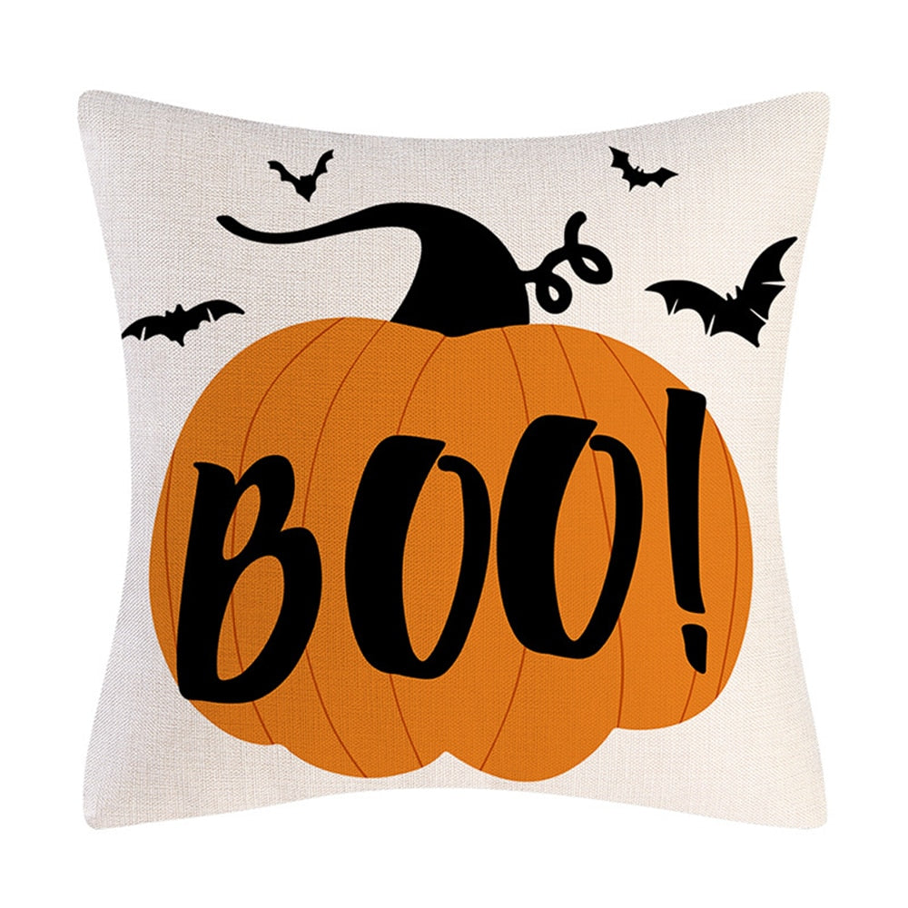 2022 New Linen Halloween Fall Cushion Cover 18Inch Trick or Treat Farmhouse Cat Witch Home Throw Pillow Covers for Couch Decor