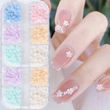White Pink 3D Nail Flowers Mixed-size Acrylic Flower Gold Pearl Design DIY Nail Art Decoration Manicure Ornaments Accessories