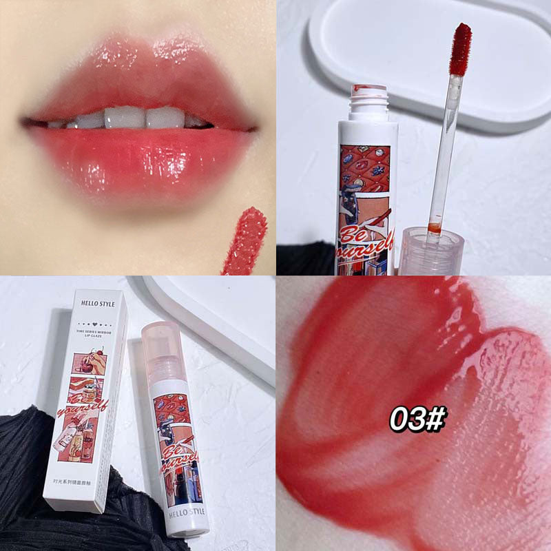 Purple Glitter Water Light Lip Gloss Long-lasting Double-end Lip Glaze Mirror Liquid Lipstick Not Fade Lip Tint Korean Cosmetic