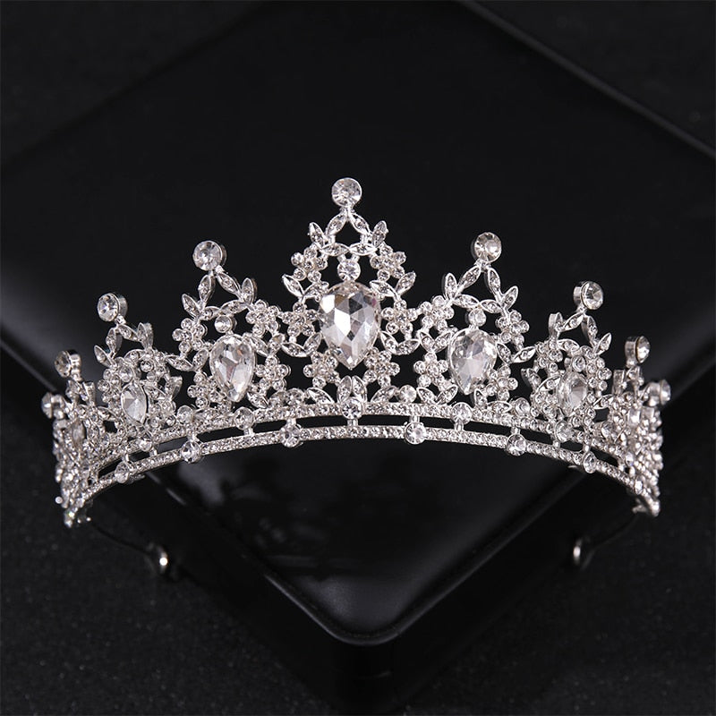 Simulated Pearls Crystal Wedding Tiaras And Crowns For Queen Princess Diadems Gold Silver Color Women Hair Jewelry Hot Sale