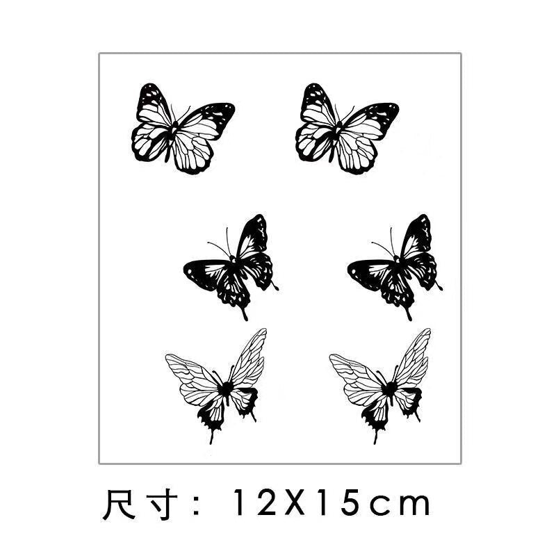 Waterproof Temporary Tattoo Sticker Red Butterfly Pattern Arm Wrist Chest Fake Tattoo Sticker Female Girl Flash Tattoo