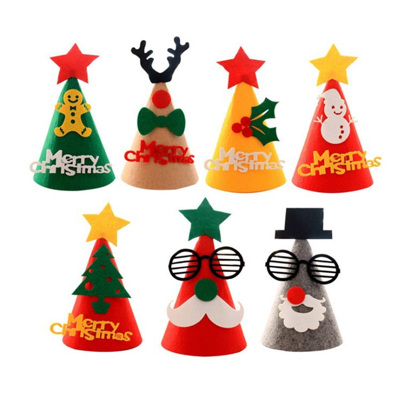 Merry Christmas Hat New Year Navidad Cap Snowman ElK Santa Claus Hats For Kids Children Adult Gift Festival Xmas Tree Decoration