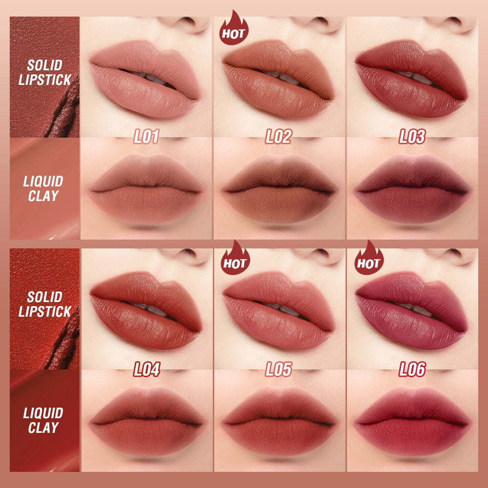 12pcs Double-head Lipstick 12 Colors Lip Gloss 2 in 1 Lip Tint Waterproof Long -lasting Red Lip Matte Lipstick