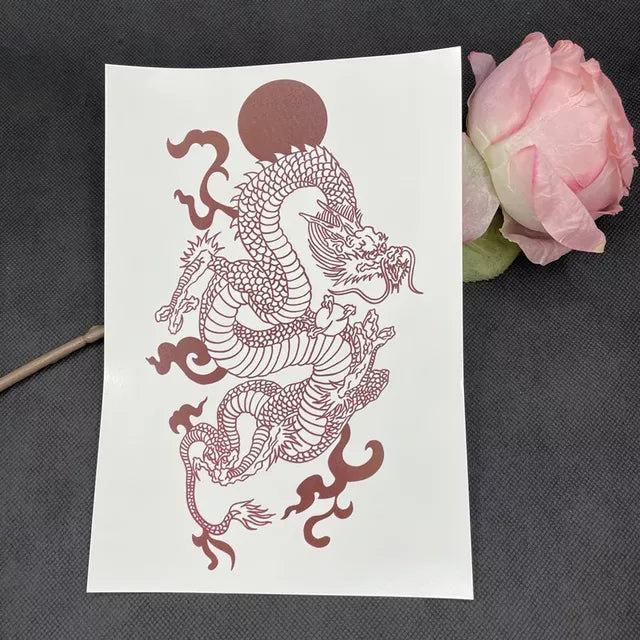 Red Dragon Temporary Tattoo Sticker Men Women Arm Body Art Waterproof Fake Tattoo Applique Tattoo Big Size