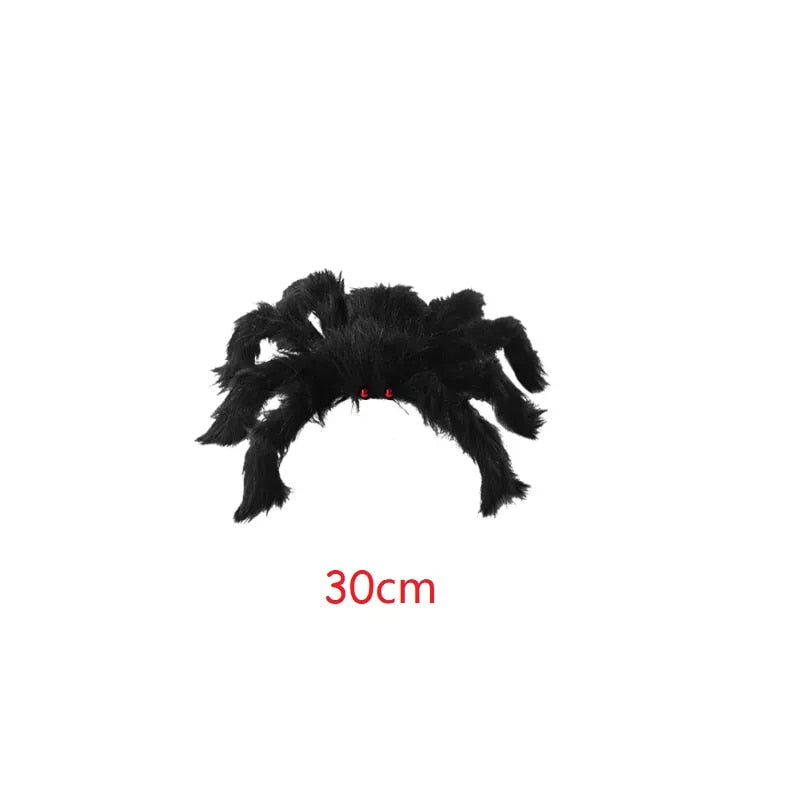 30cm, 50cm, 75cm, 90cm Oversized Plush Black Spider Halloween Party Decoration Outdoor Home Bar Haunted House Horror Props