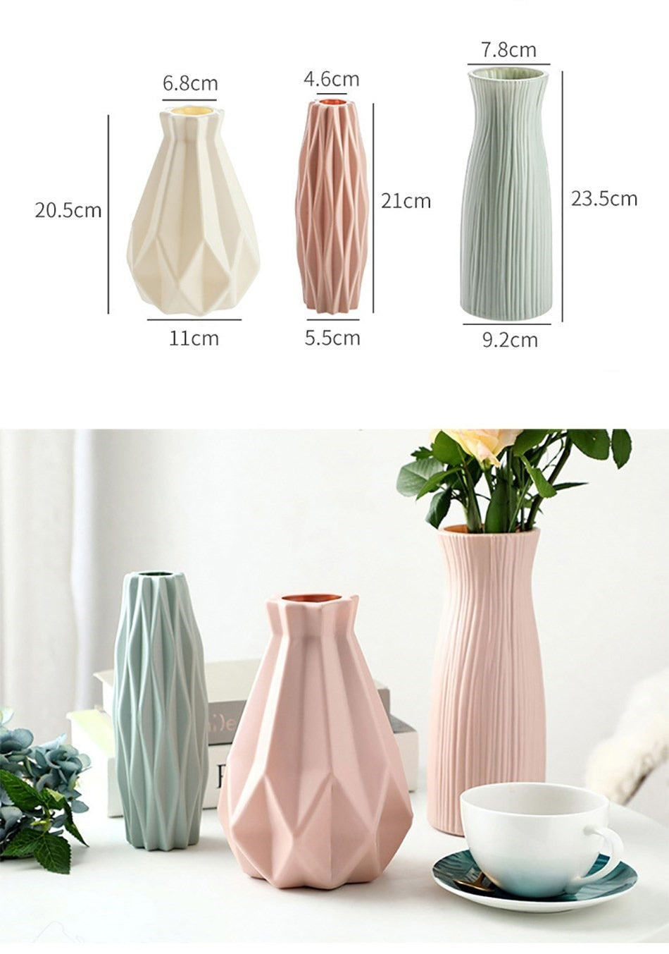 Oklulu Nordic Decoration Home Vases Imitation Ceramic Plastic Flower Vase Creative Simple Living Room Bonsai Ornaments Household