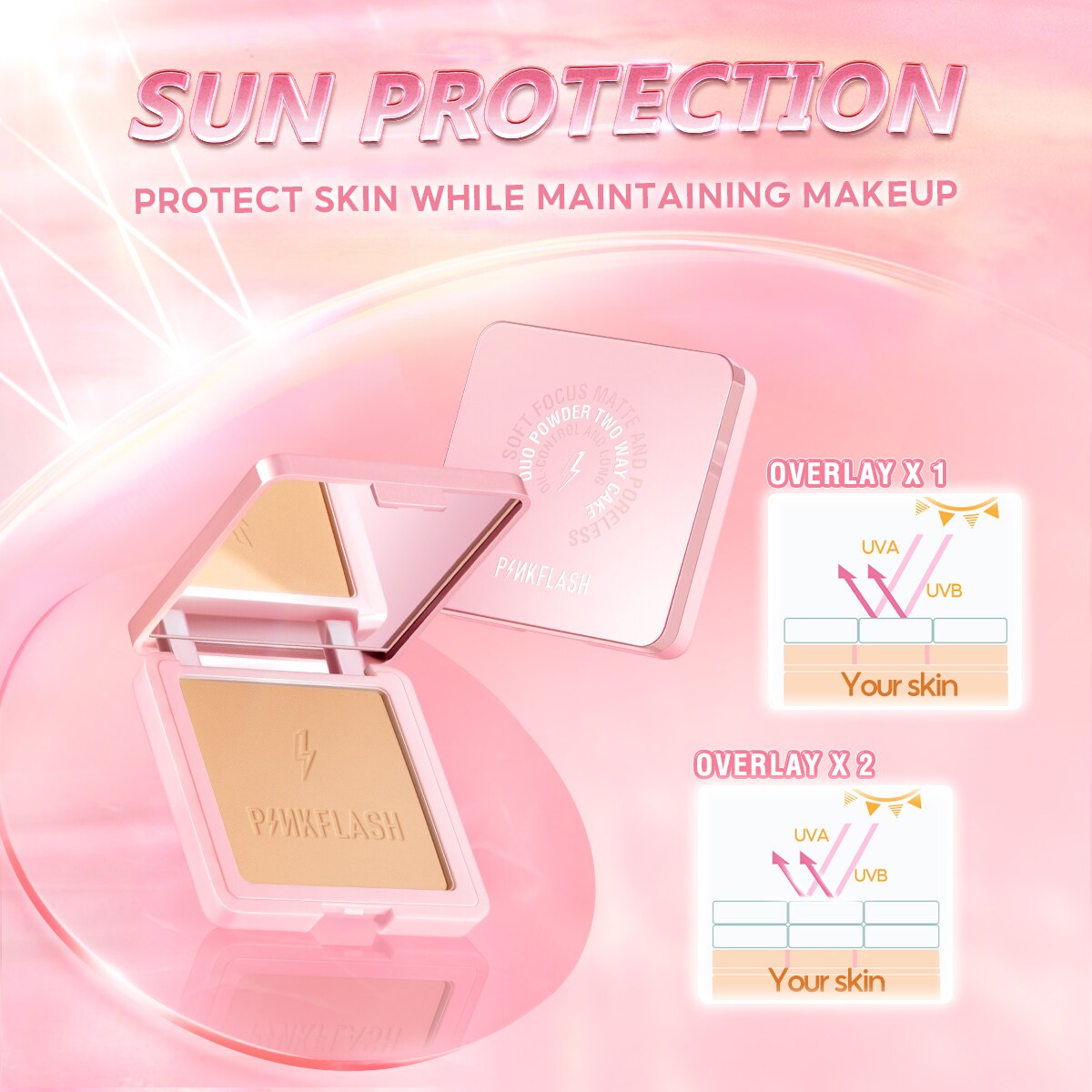 Concealer Powder Waterproof Powder Oil Control Matte Foundation Sunscreen Light Loose Powder with Mirror Face Makeup