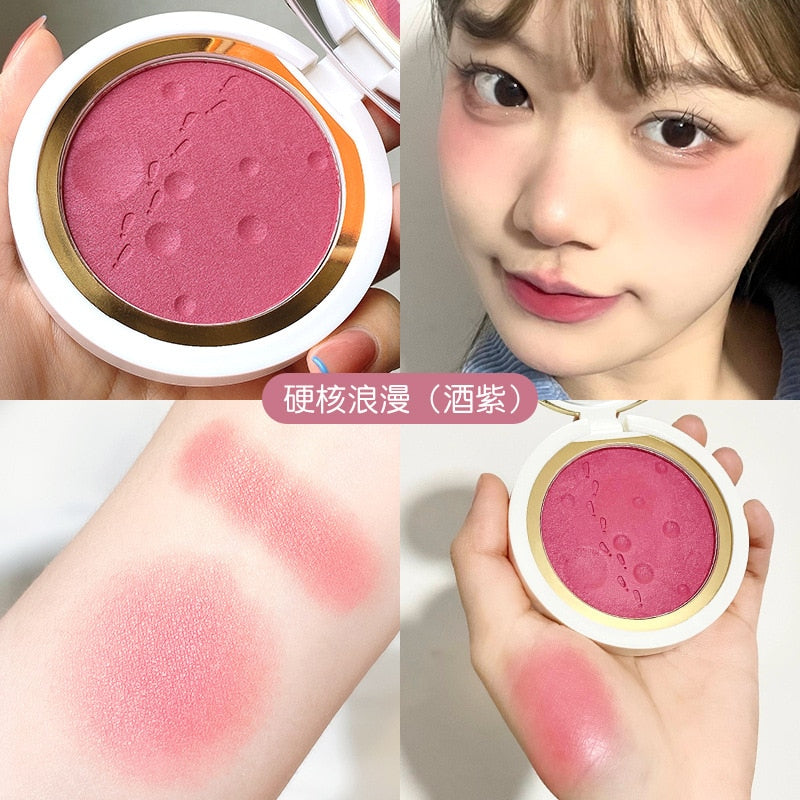 Single Color Blush Makeup Palette Mineral Powder Red Rouge Lasting Natural Cream Cheek Tint Orange Peach Pink Korean Blusher