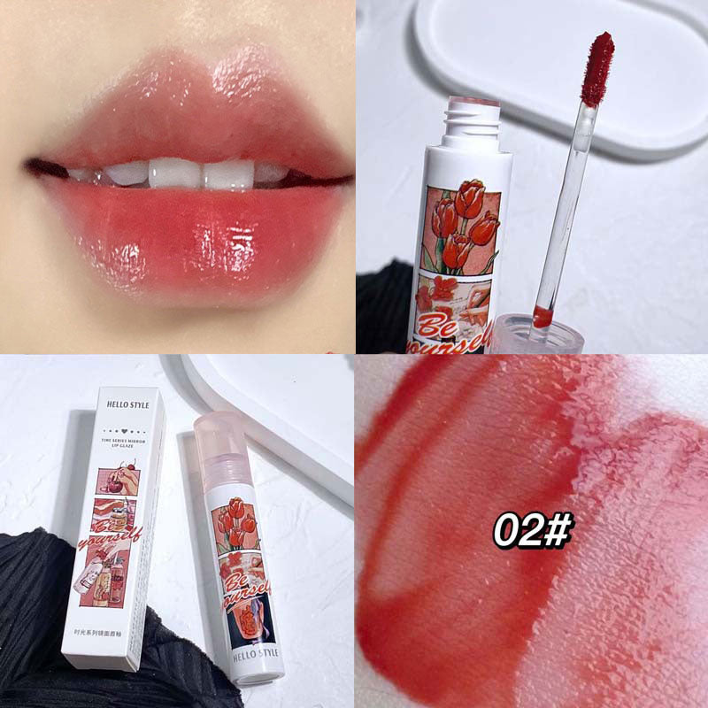 Purple Glitter Water Light Lip Gloss Long-lasting Double-end Lip Glaze Mirror Liquid Lipstick Not Fade Lip Tint Korean Cosmetic