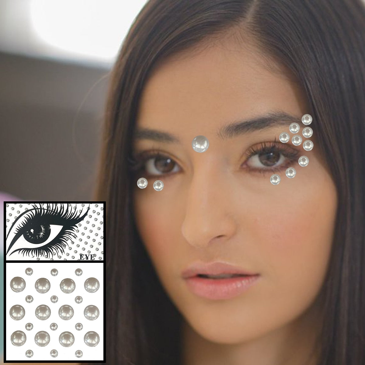 Pink Flower Star Heart Face Gems Temporary Tattoos Eyes Eyebrow Diamonds Jewels Sticker Glitter Crystals Jewelry Halloween Rave