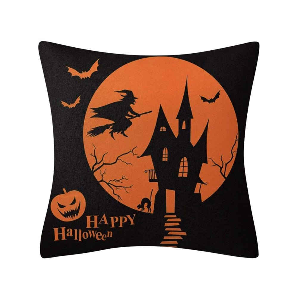 2022 New Linen Halloween Fall Cushion Cover 18Inch Trick or Treat Farmhouse Cat Witch Home Throw Pillow Covers for Couch Decor