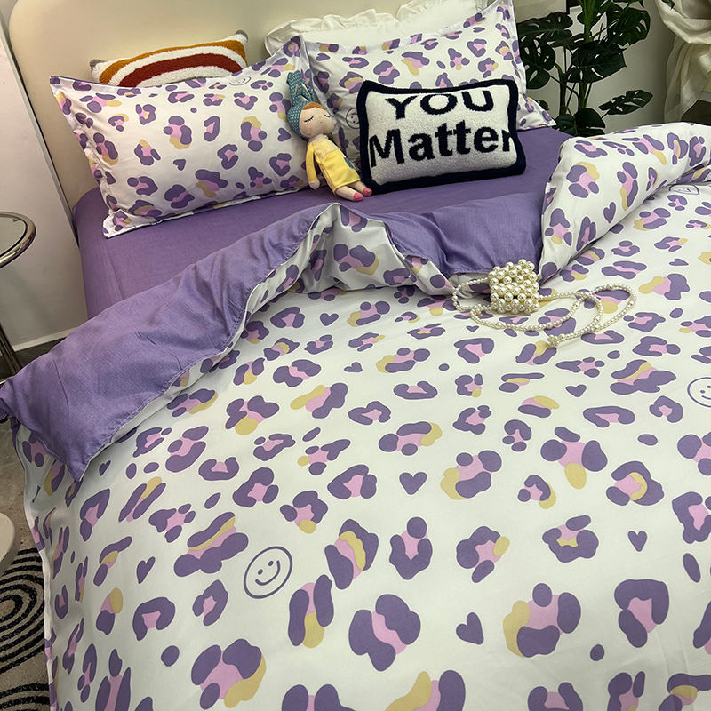 Floral Bedding Set with Flat Sheet Quilt Duvet Cover Pillowcase Bed Linens Boy Girl Single Double Queen Size Home Textile