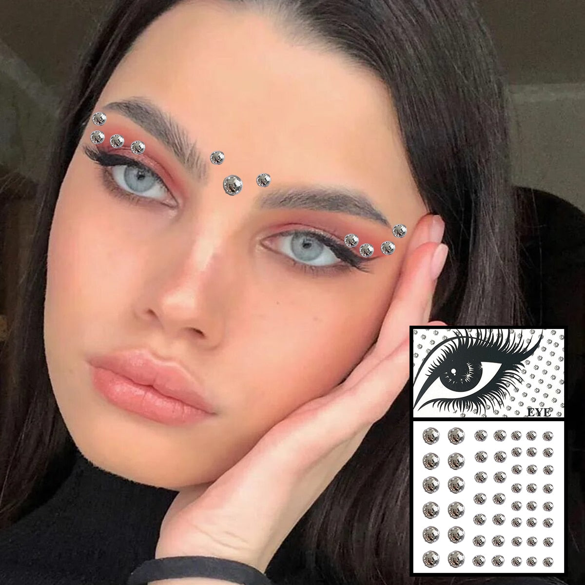 Face Gems Temporary Tattoos Eye Eyeshadow Diamonds Pearl Jewels Makeup Sticker Glitter Dots Jewelry Nail Art Halloween Festival