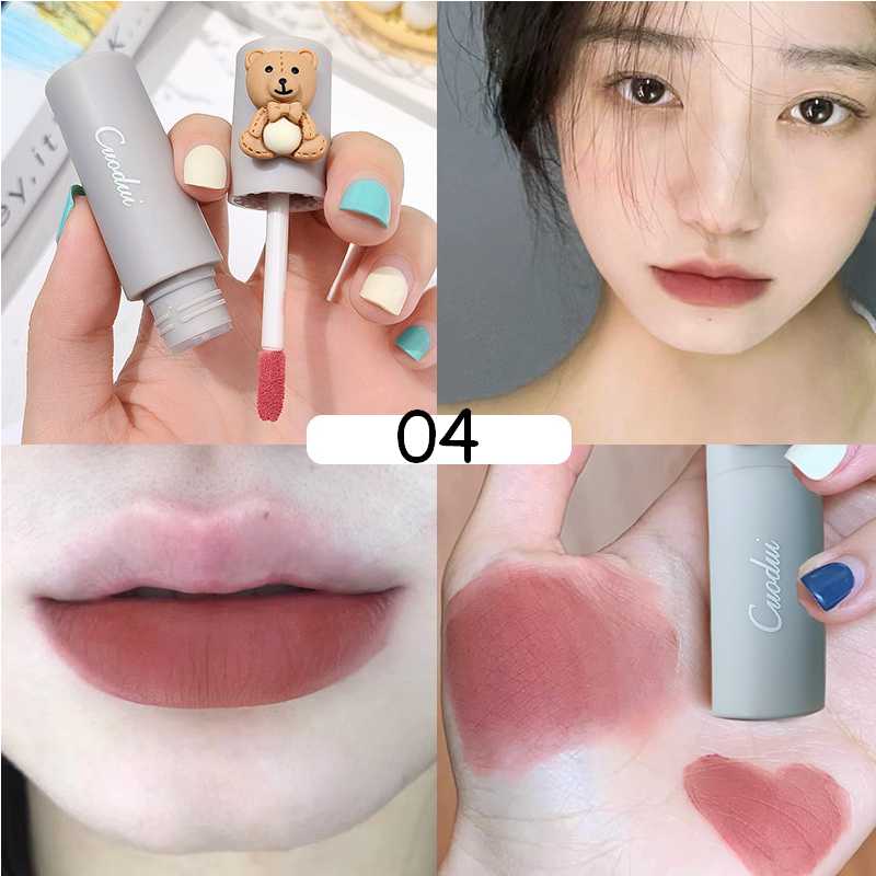 Velvet Matte Lipstick Blush Waterproof Long Lasting Cute Bear Lipgloss Non-Stick Cup Makeup Lip Tint Mud Cosmetic Makeup