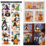 Halloween Decoration Faceless Witch Wizard Glass Sticker Thanksgiving Pumpkin Bat Window Stickers Kids Happy Halloween Supplies