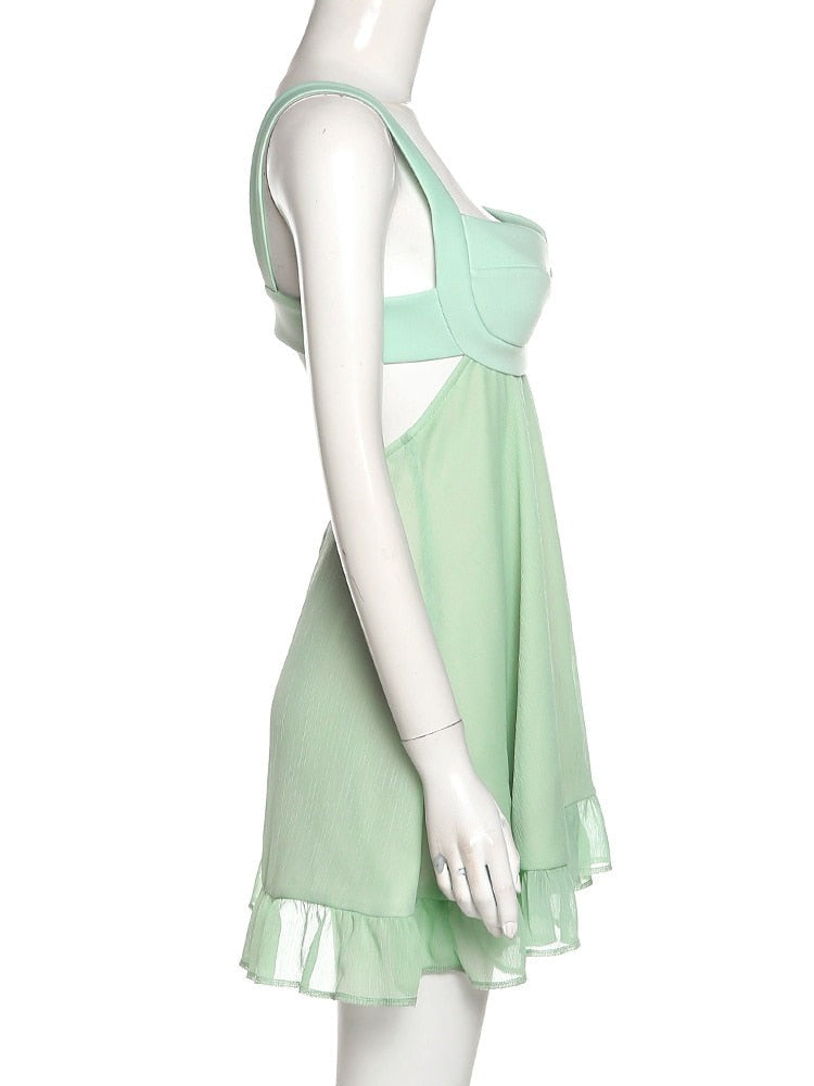 A-Line Mini Green Dress