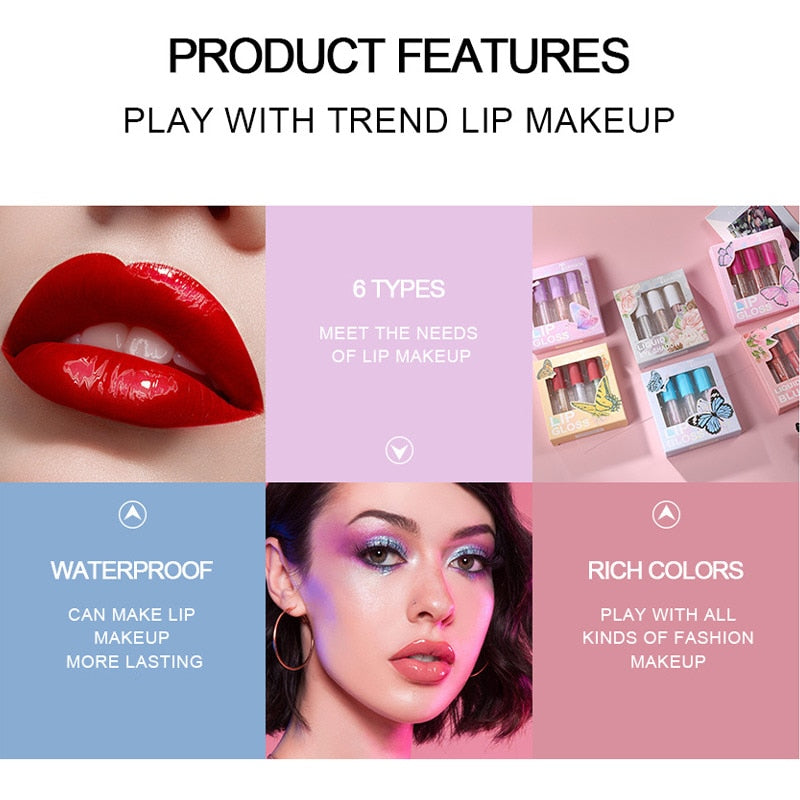 Three Sets Of Boxed Lip Oil Lipstick Lip Gloss Polarized Lip Gloss Blush Box Highlight Set Box Lipstick Set Makeup Wholesale