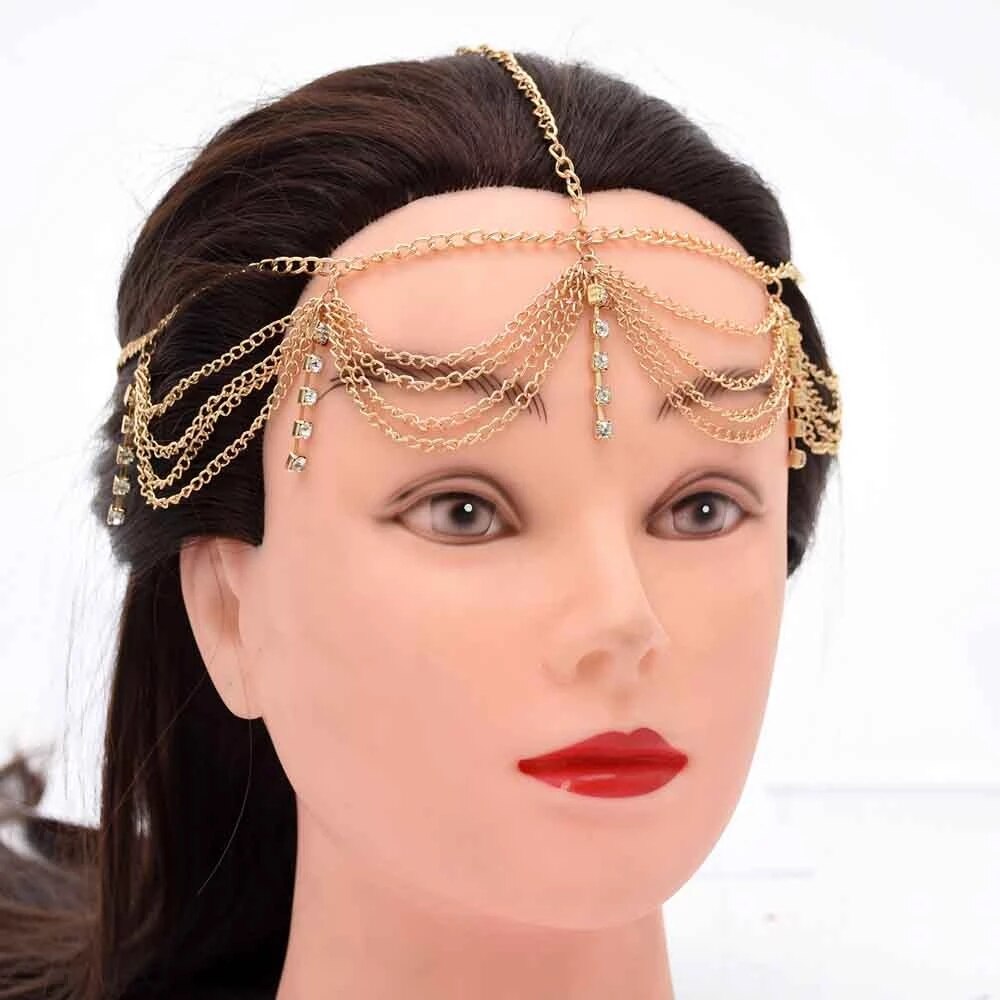 Bohemian Ethnic Forehead Head Chain Exotic Bride Party Wedding Accesories Headband Headpiece Afghan Indian Femme Hair Jewelry