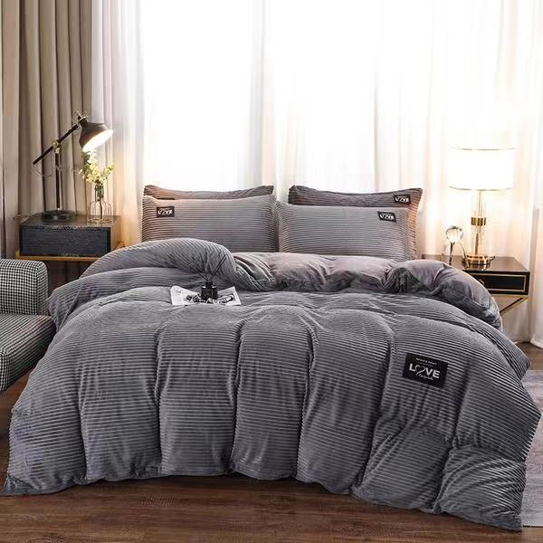 High-end Thickened Magic Fleece Winter Bedding Set Soft Crystal Velvet Duvet Cover Set with Sheets Quilt Cover and Pillowcases