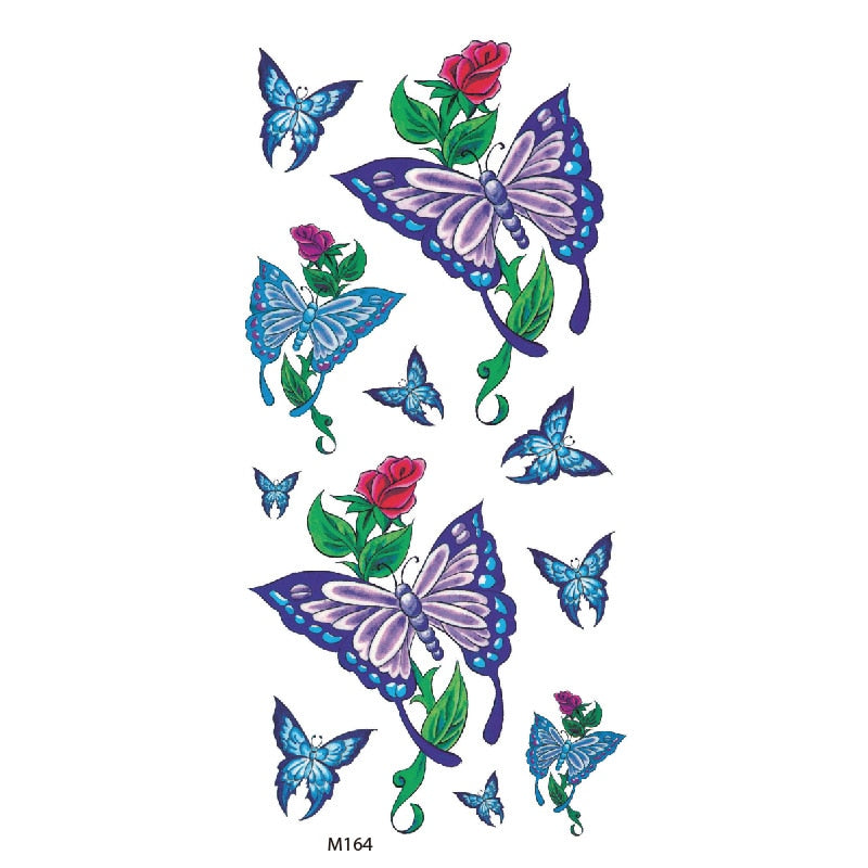 Butterfly Fake Tattoo Flash Transfer Tattoo Arm Leg Women Decal Waterproof Temporary Tattoo Sticker 1pcs