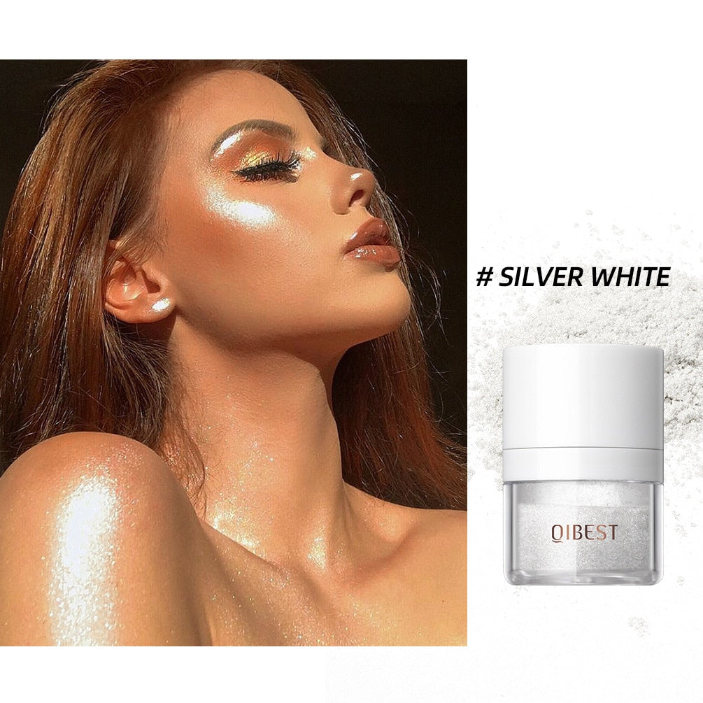 Fairy Powder Highlighter Make up Shimmer High Gloss Illuminating Highlighter Powder for Face Body Hair Glitter Makeup for Women