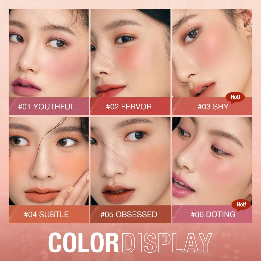 Blush Stick Cream Blusher 6 Colors Blendable Waterproof Long-lasting Lip Cheek Eye Multi-use Stick Make-up for Women