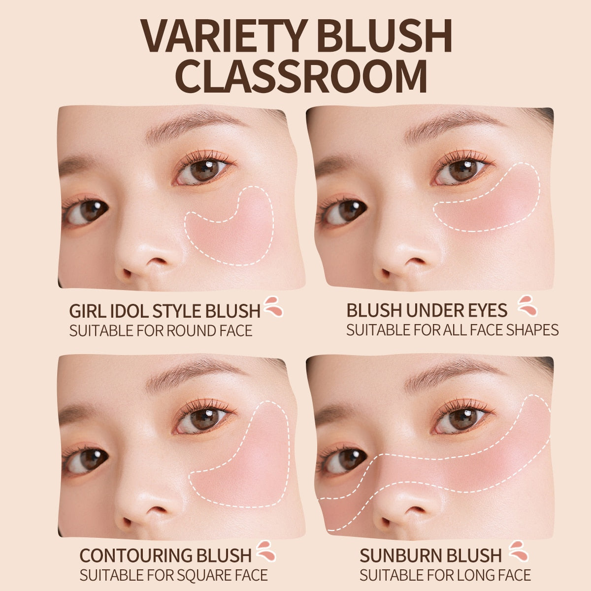 Colorful Blush Blushersoft-smooth Fine Powder Long-lasting Powder Blush Contour Female Face Makeup Cosmetics