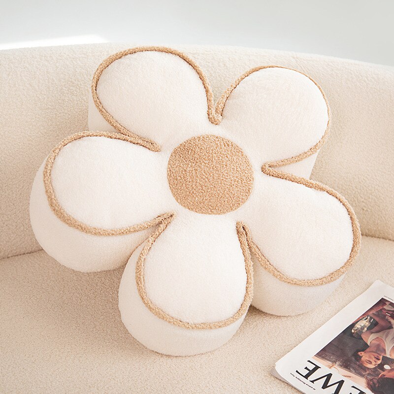 Nordic Elegant Black& WhiteCamellia Flower Cushion Good Words Pillow Stuffed Classic Dot Ball Blossom Chair Sofa Seat Home Decor