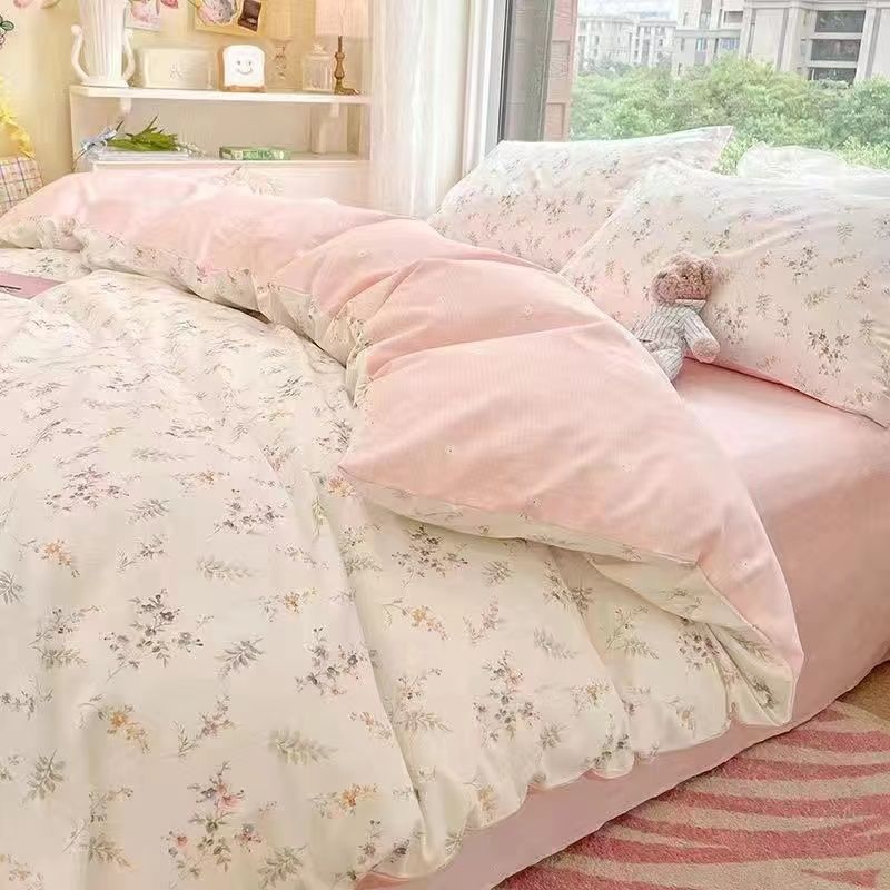 Pink Heart Bedding Set Lovely Bed Linen Sheet Duvet Cover 240x220 Single Double Queen King Quilt Covers Sets Soft Bedclothes