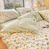 Flowering Plant Print Queen Bedding Set Cotton Soft Comfortable Duvet Cover Set with Sheets Skin Friendly Comforter Bedding Sets