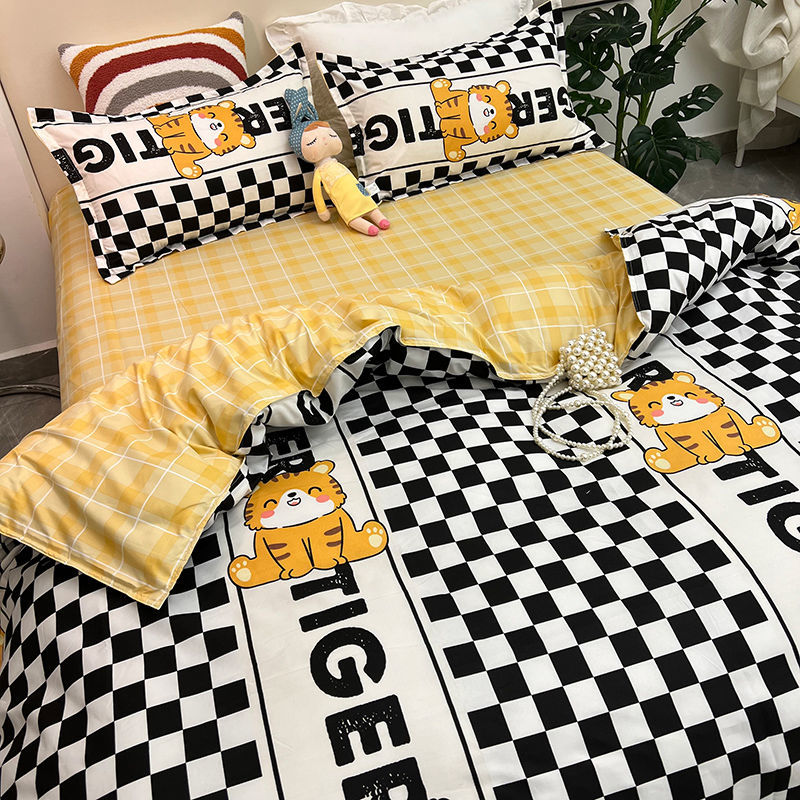 Floral Bedding Set with Flat Sheet Quilt Duvet Cover Pillowcase Bed Linens Boy Girl Single Double Queen Size Home Textile