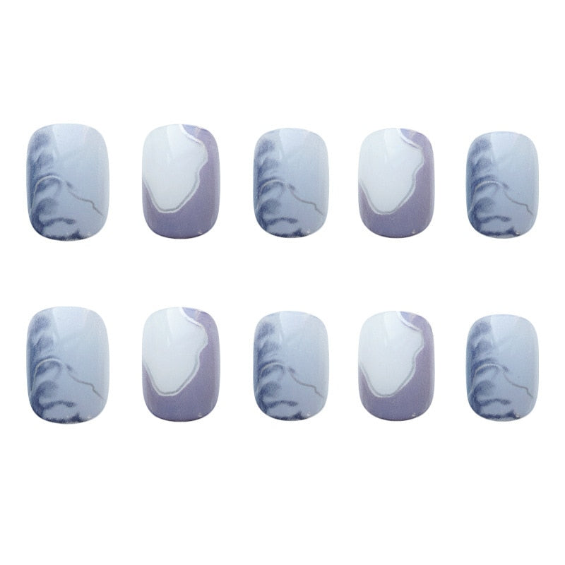 24Pcs/Box Nail Art Fake Short Ballet Wearable Fake Nails press on Square Coffin Head Full Cover Detachable Finished Fingernails